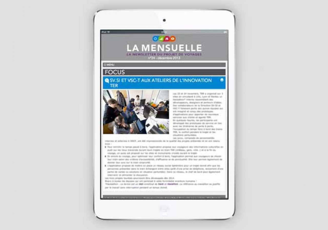 Newsletter mensuelle destinée aux salariés de la branche SNCF Voyages